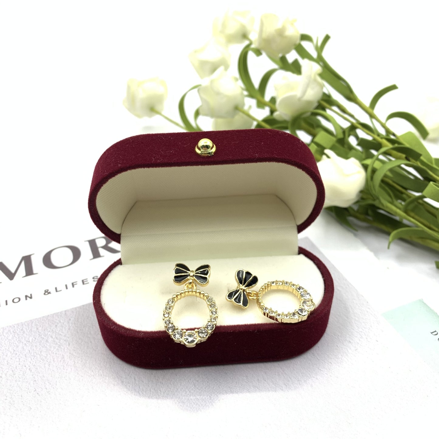Butterfly Stud Earrings For Women In White Alloy With Rhinestones Featuring 925 Sterling Silver Posts