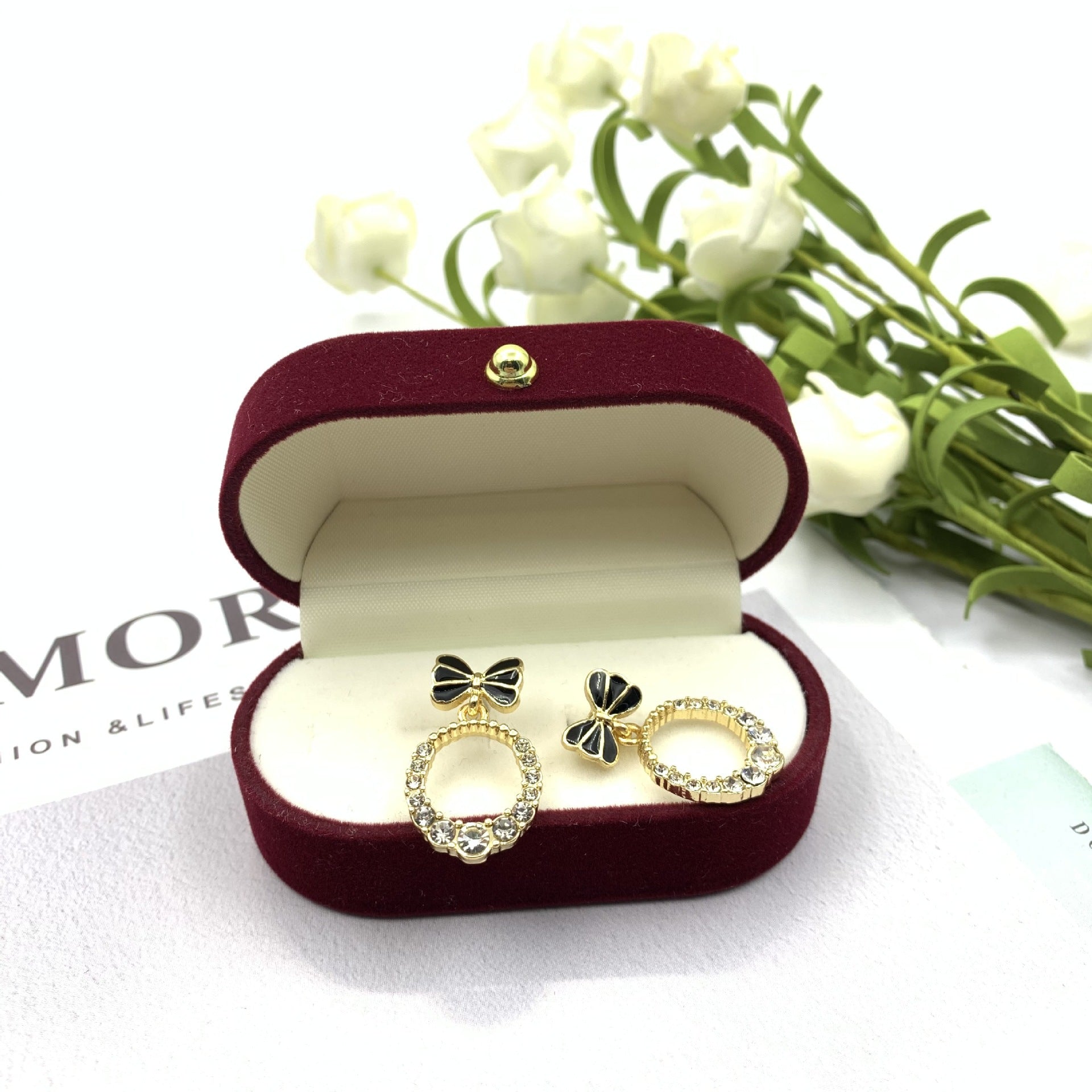 Butterfly Stud Earrings For Women In White Alloy With Rhinestones Featuring 925 Sterling Silver Posts