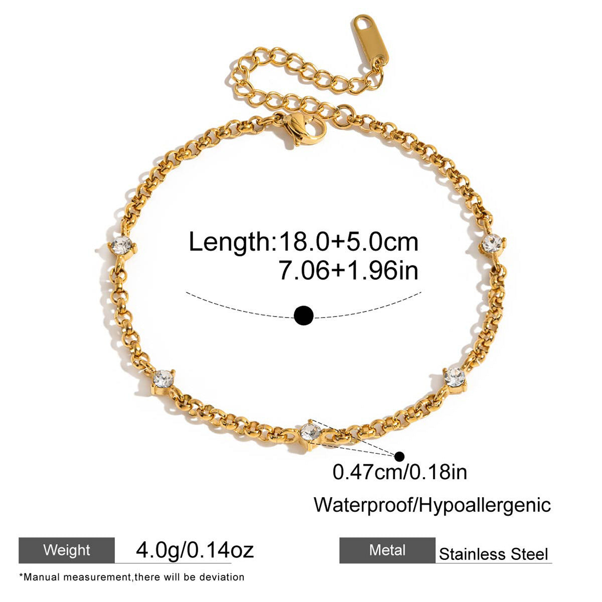 Vintage Style Flowers Bracelet For Women With Titanium Steel Chain, Stainless Steel Electroplated And Zircon Inlay