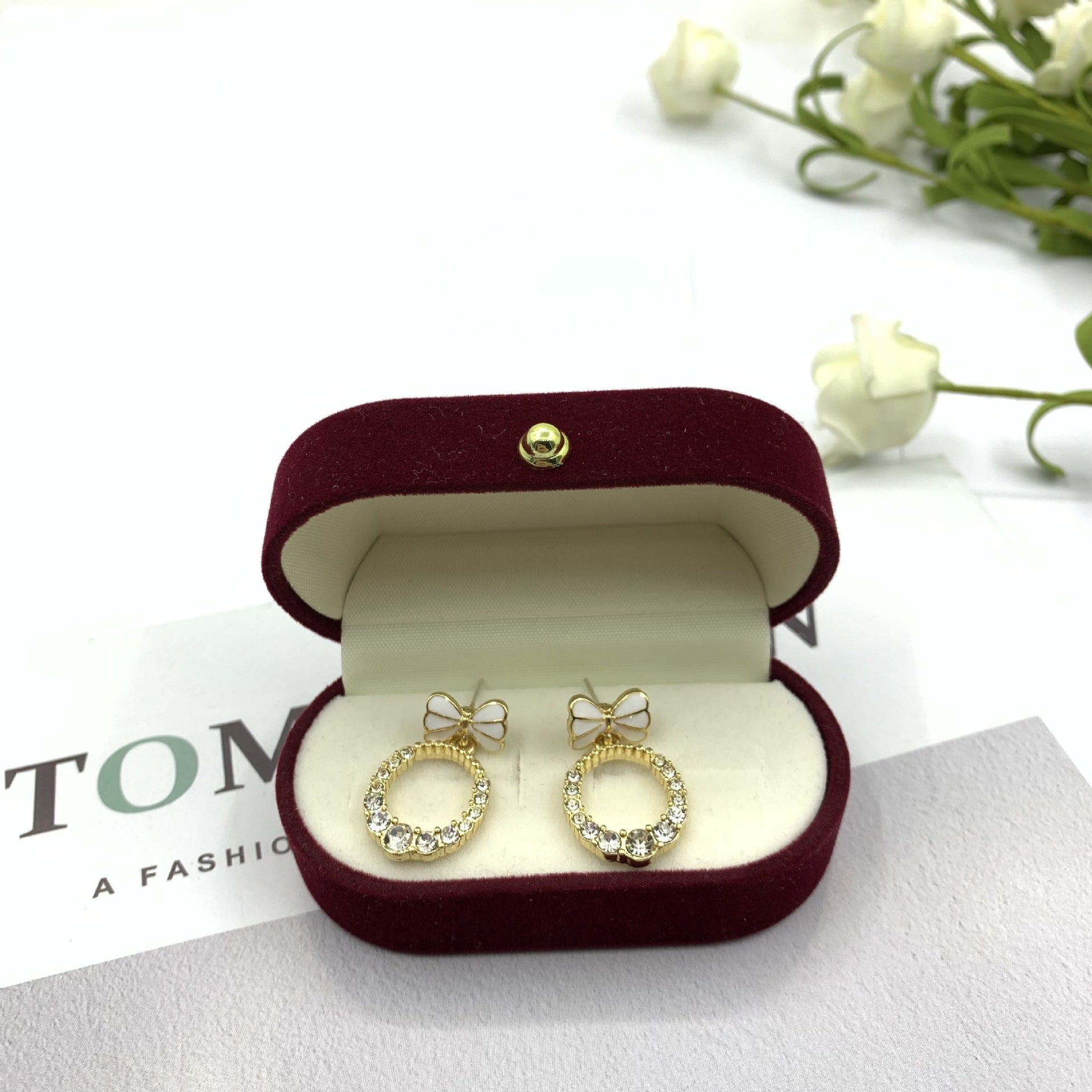 Butterfly Stud Earrings For Women In White Alloy With Rhinestones Featuring 925 Sterling Silver Posts