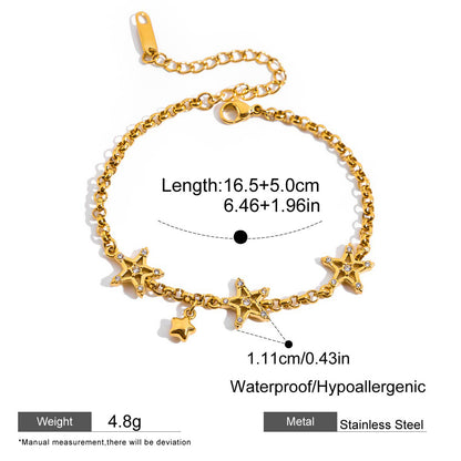 Vintage Style Flowers Bracelet For Women With Titanium Steel Chain, Stainless Steel Electroplated And Zircon Inlay