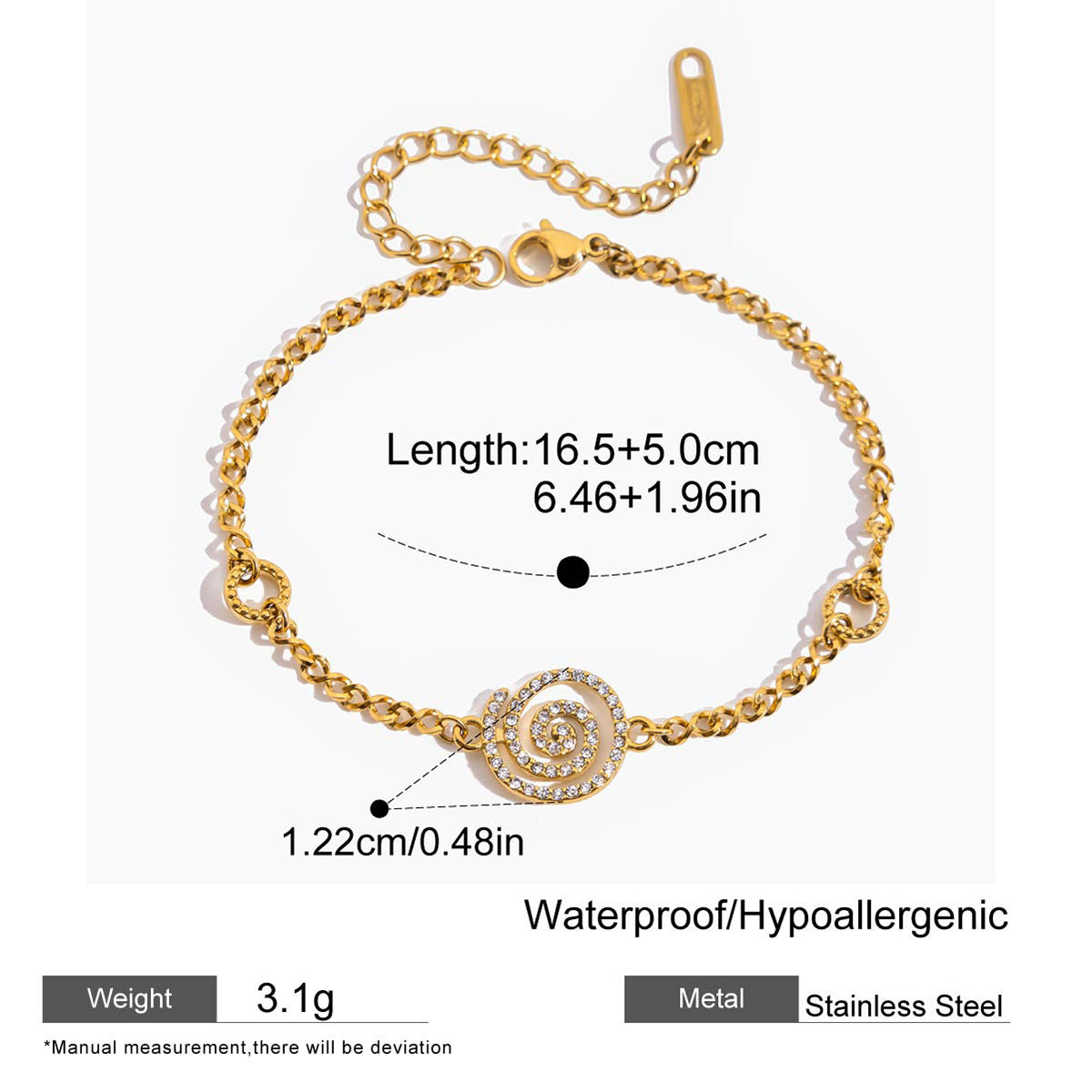 Vintage Style Flowers Bracelet For Women With Titanium Steel Chain, Stainless Steel Electroplated And Zircon Inlay