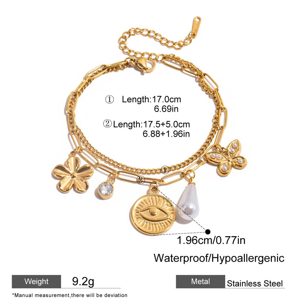 Vintage Style Flowers Bracelet For Women With Titanium Steel Chain, Stainless Steel Electroplated And Zircon Inlay