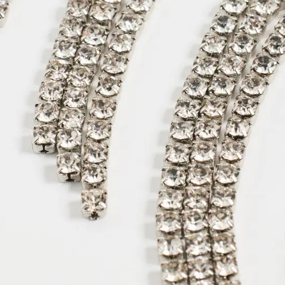 Retro Silver Alloy Tassel Bracelet For Women With Rhinestone Inlay