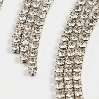 Retro Silver Alloy Tassel Bracelet For Women With Rhinestone Inlay