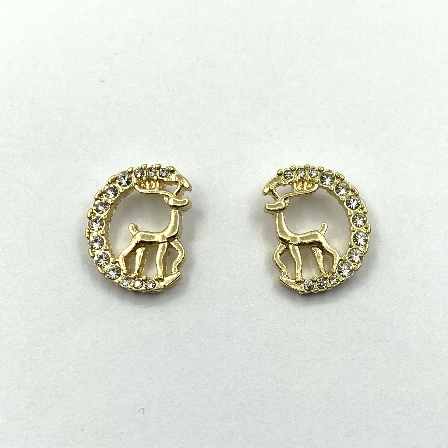 Elk Stud Earrings For Women In Silver Alloy With Electroplated Finish And Artificial Gemstones