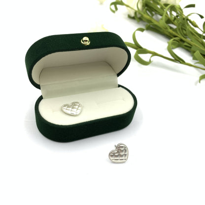 Retro Heart Shape Stud Earrings For Women In Gold Alloy With Artificial Gemstones