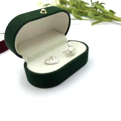Retro Heart Shape Stud Earrings For Women In Gold Alloy With Artificial Gemstones