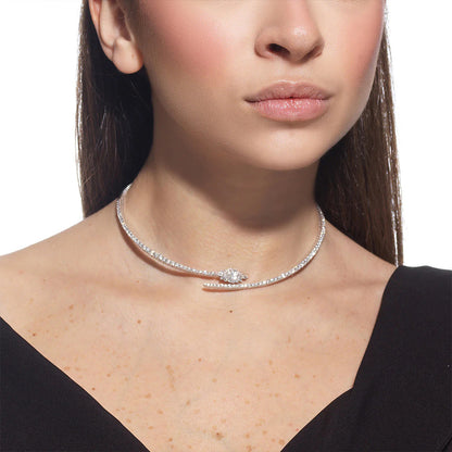 Silver Alloy Circle Choker Necklace For Women Featuring Alloy Chain And Pendant