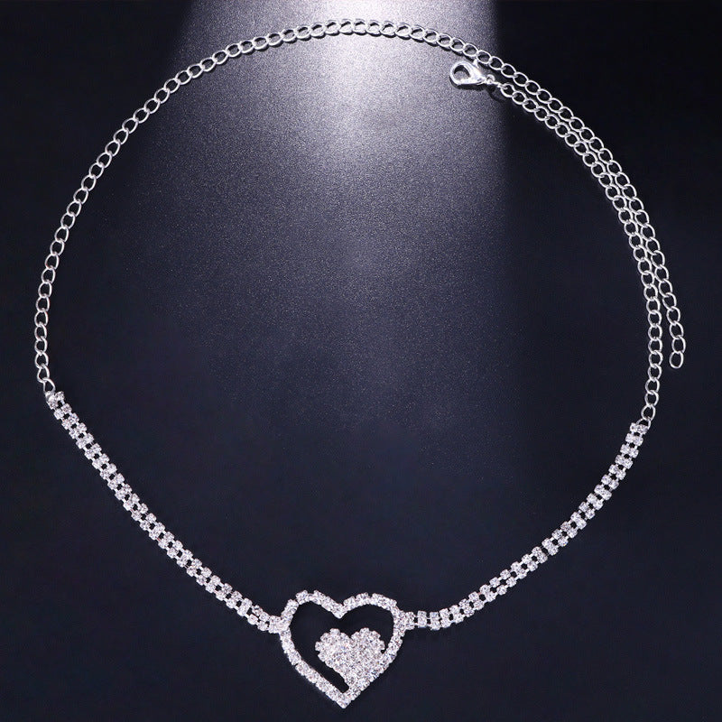 Heart Shape Leg Chain For Women, Electroplated Alloy With Rhinestone Inlay