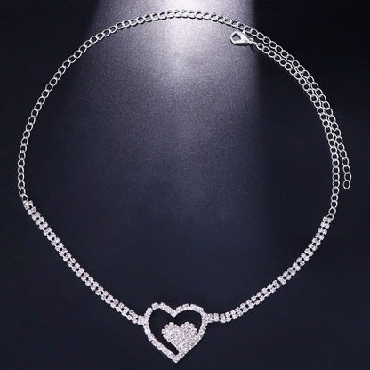 Heart Shape Leg Chain For Women, Electroplated Alloy With Rhinestone Inlay