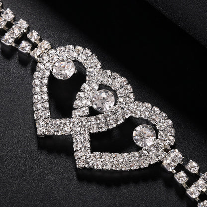 Heart Shape Alloy Waist Chain With Artificial Gemstones, Electroplated Finish, Silver For Women