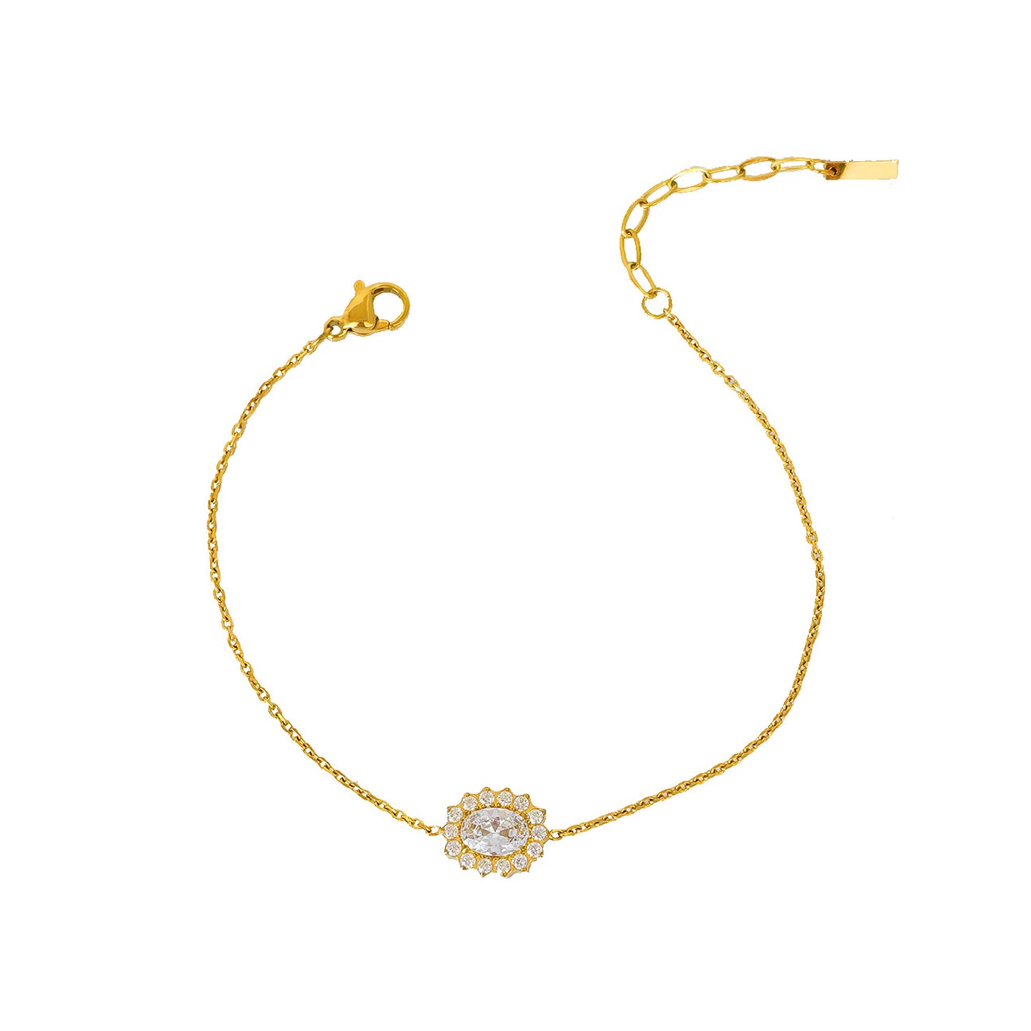 Geometric Asymmetrical Bracelets For Women In 304 Stainless Steel With 14K Real Gold PVD Coating And Rhinestone Inlay
