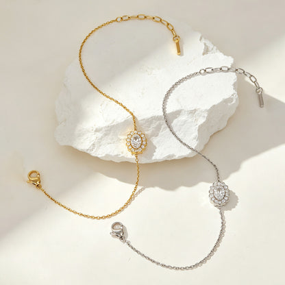 Geometric Asymmetrical Bracelets For Women In 304 Stainless Steel With 14K Real Gold PVD Coating And Rhinestone Inlay