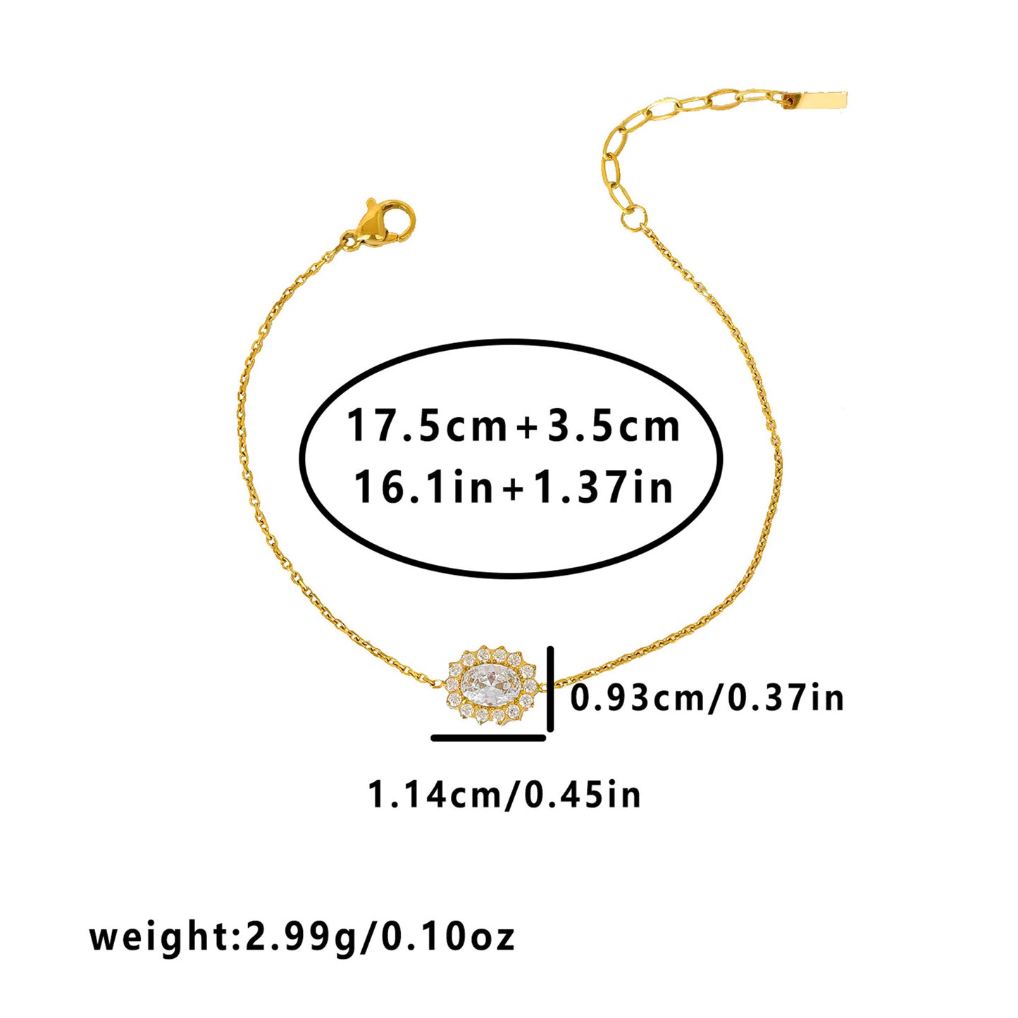 Geometric Asymmetrical Bracelets For Women In 304 Stainless Steel With 14K Real Gold PVD Coating And Rhinestone Inlay
