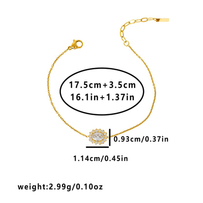 Geometric Asymmetrical Bracelets For Women In 304 Stainless Steel With 14K Real Gold PVD Coating And Rhinestone Inlay