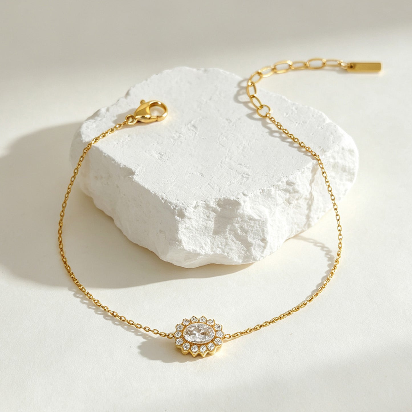 Geometric Asymmetrical Bracelets For Women In 304 Stainless Steel With 14K Real Gold PVD Coating And Rhinestone Inlay