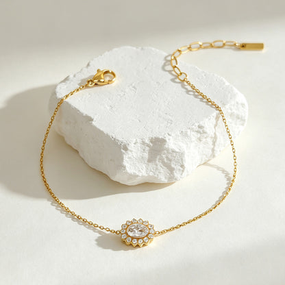 Geometric Asymmetrical Bracelets For Women In 304 Stainless Steel With 14K Real Gold PVD Coating And Rhinestone Inlay