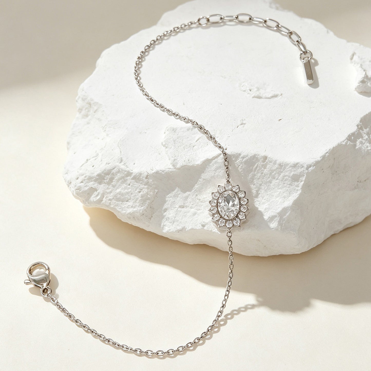 Geometric Asymmetrical Bracelets For Women In 304 Stainless Steel With 14K Real Gold PVD Coating And Rhinestone Inlay