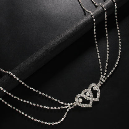 Heart Shape Alloy Waist Chain With Artificial Gemstones, Electroplated Finish, Silver For Women