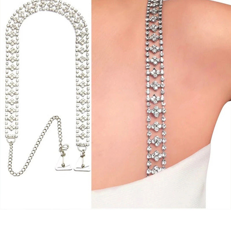 Geometric Body Chain For Women In Simple Style, Electroplated Alloy With Rhinestone Inlay
