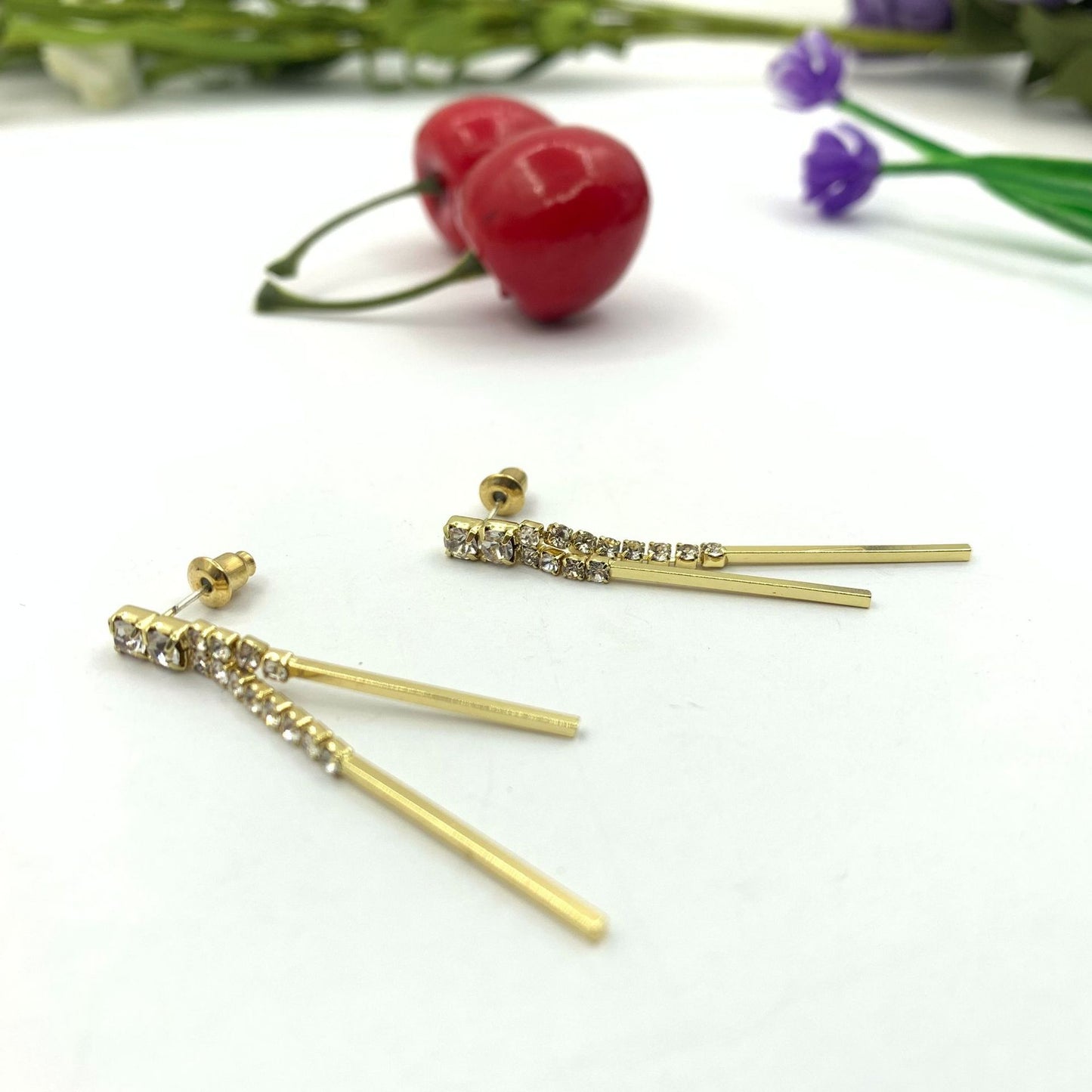 Silver Tassel Stud Earrings For Women In , Alloy With Rhinestone Inlay