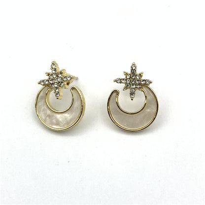Moon Stud Earrings For Women In Alloy With Artificial Gemstones, Perfect For Wedding