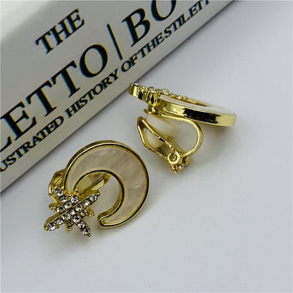 Moon Stud Earrings For Women In Alloy With Artificial Gemstones, Perfect For Wedding
