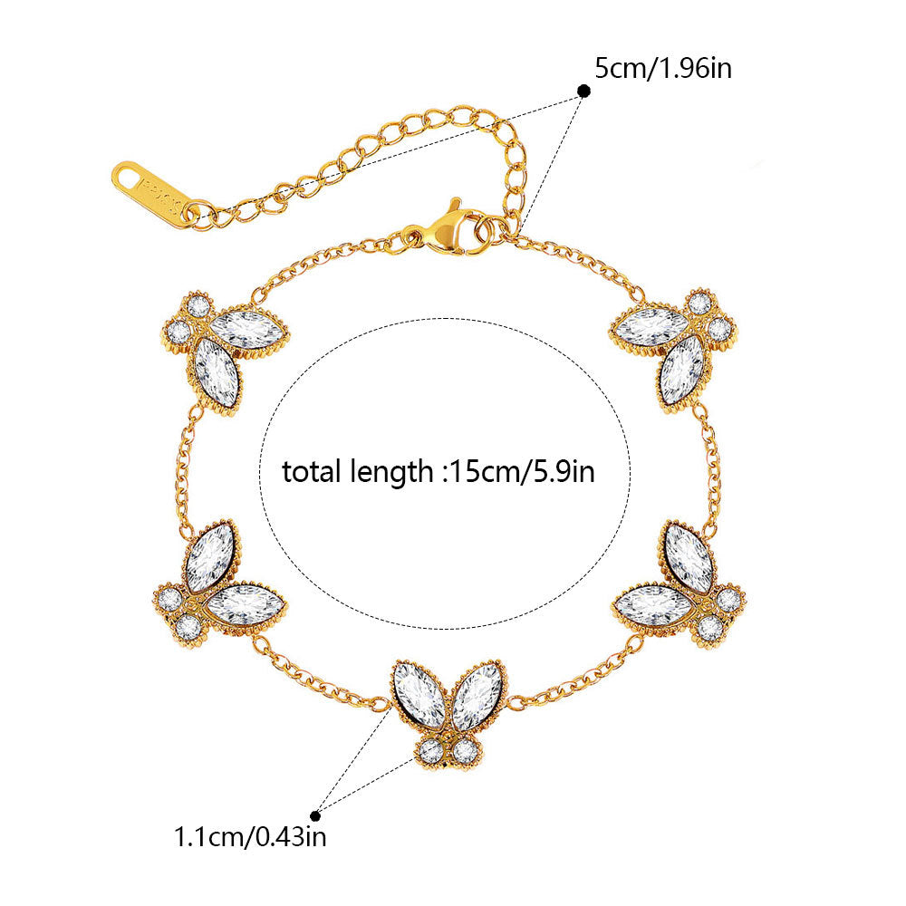 Butterfly Waterproof Non Tarnish Titanium Steel Bracelets For Women With Electroplated Gold Plating, Perfect For Business