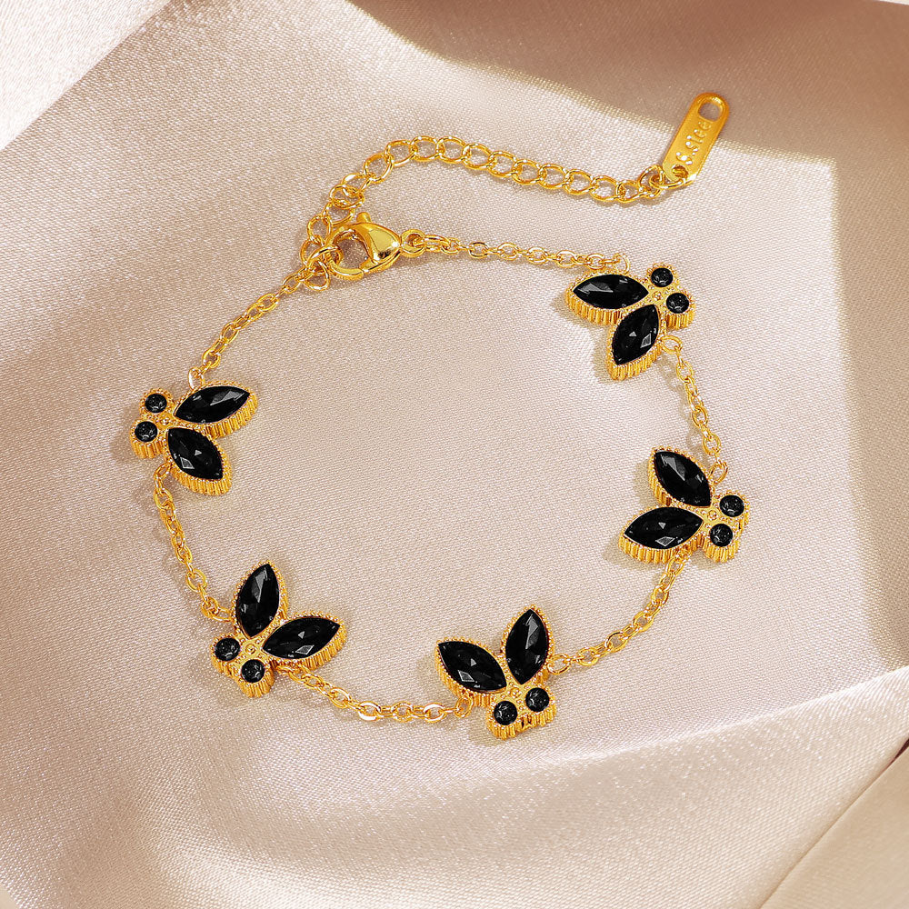 Butterfly Waterproof Non Tarnish Titanium Steel Bracelets For Women With Electroplated Gold Plating, Perfect For Business