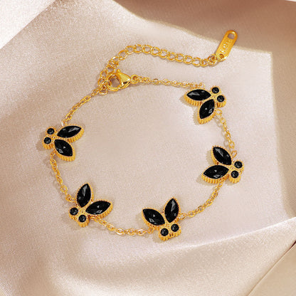 Butterfly Waterproof Non Tarnish Titanium Steel Bracelets For Women With Electroplated Gold Plating, Perfect For Business