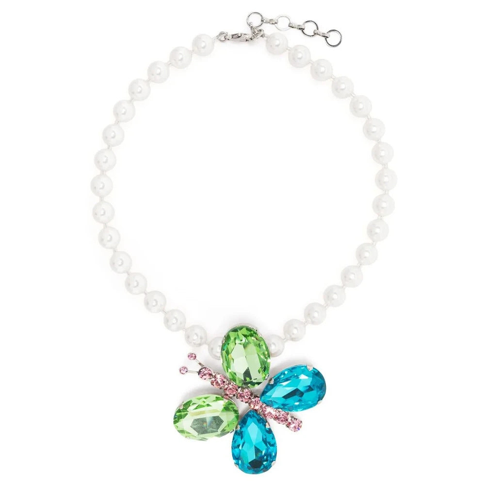 Silver Butterfly Necklace For Women Featuring Rhinestone Pendant Made Of Alloy