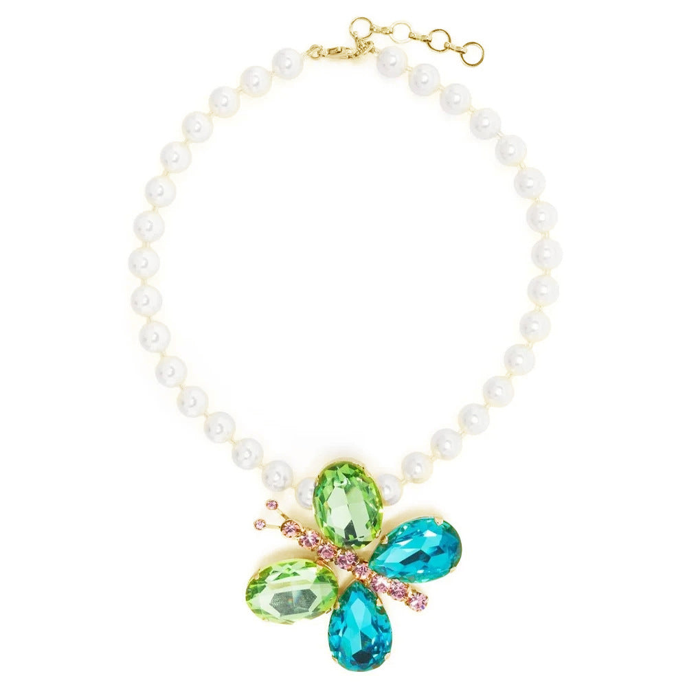 Silver Butterfly Necklace For Women Featuring Rhinestone Pendant Made Of Alloy