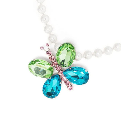 Silver Butterfly Necklace For Women Featuring Rhinestone Pendant Made Of Alloy
