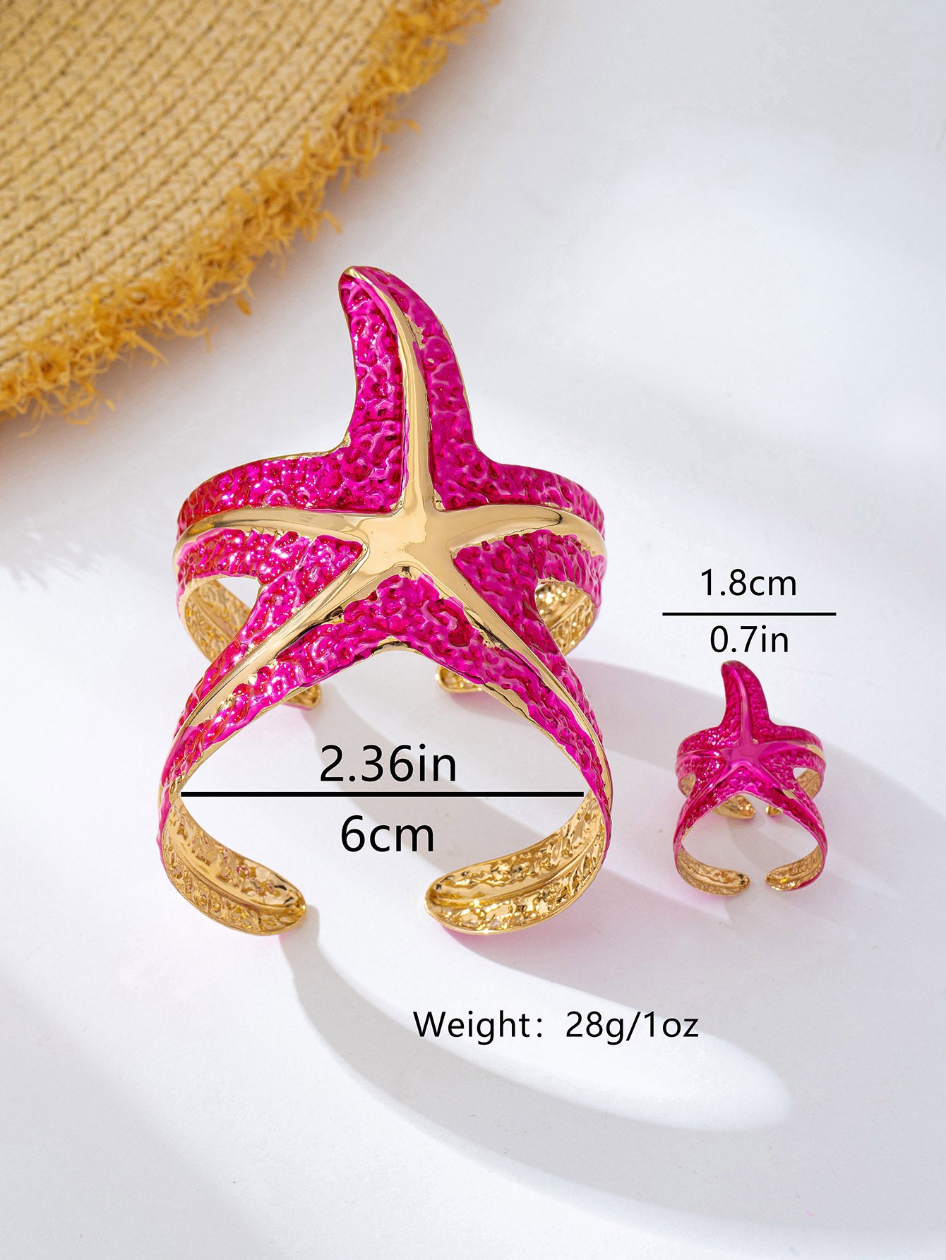 Starfish Jewelry Set For Women In Marine Style, KC Golden Plated Alloy With 0.03µm Thickness Featuring Enamel Craft