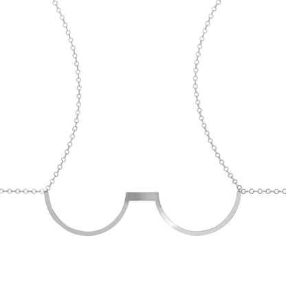 Silver Alloy Women’s Body Chain With White Crystal Inlay Featuring U Shape Pattern And Electroplated Finish In Simple Style