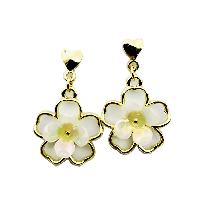 Sweet Heart Shape Stud Earrings For Women In Silver Plated Alloy With Artificial Gemstones