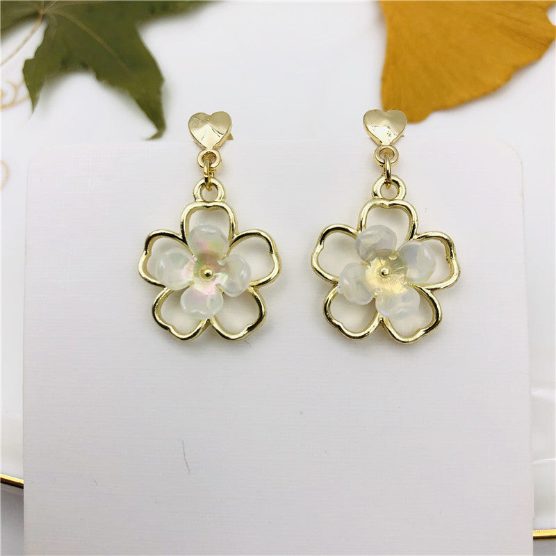 Sweet Heart Shape Stud Earrings For Women In Silver Plated Alloy With Artificial Gemstones