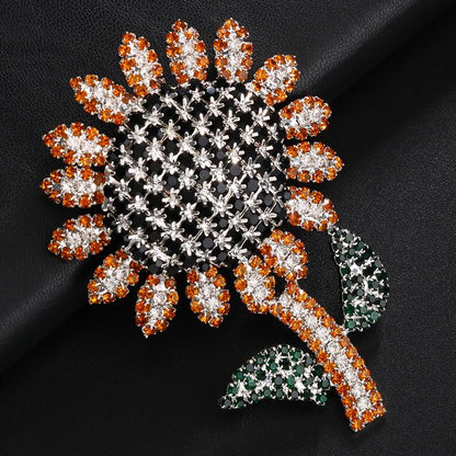 Silver Alloy Body Chain For Women Featuring White Crystal Inlay And Sunflower Pattern, Perfect For Wedding Chest Jewelry