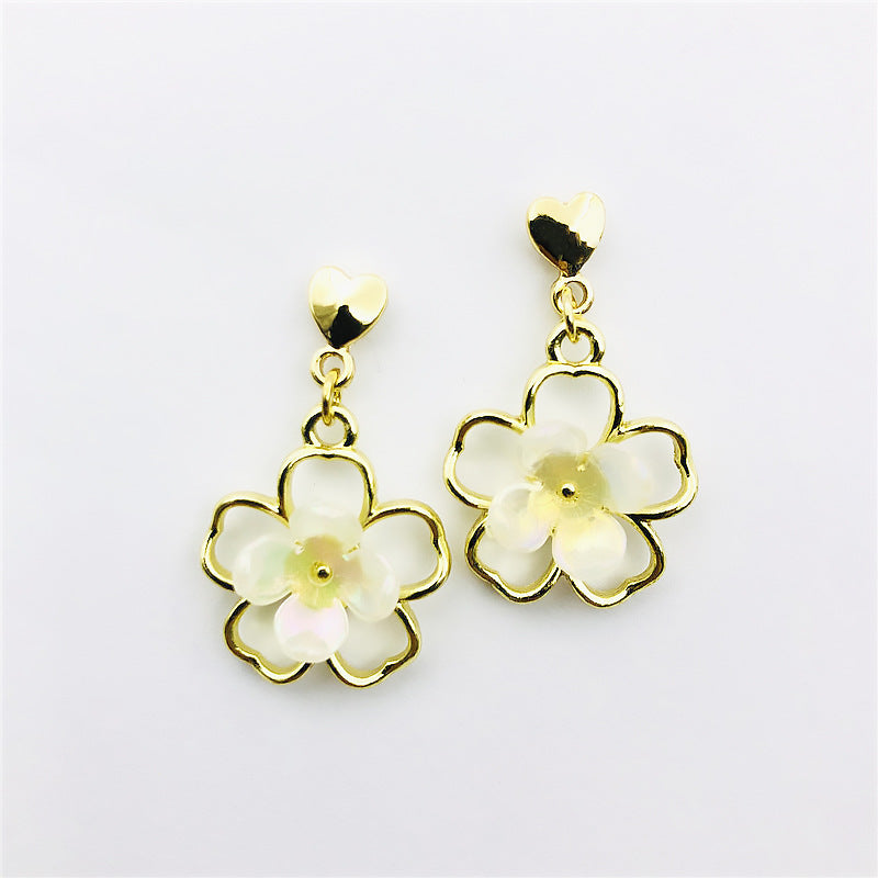Sweet Heart Shape Stud Earrings For Women In Silver Plated Alloy With Artificial Gemstones