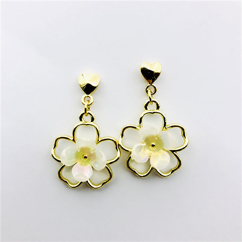 Sweet Heart Shape Stud Earrings For Women In Silver Plated Alloy With Artificial Gemstones