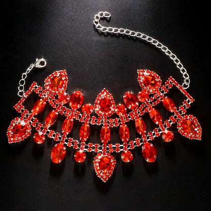 Hip-Hop Style Bangle With Electroplated Gold Plating And Red Rhinestones Inlay