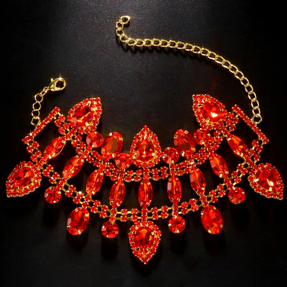 Hip-Hop Style Bangle With Electroplated Gold Plating And Red Rhinestones Inlay