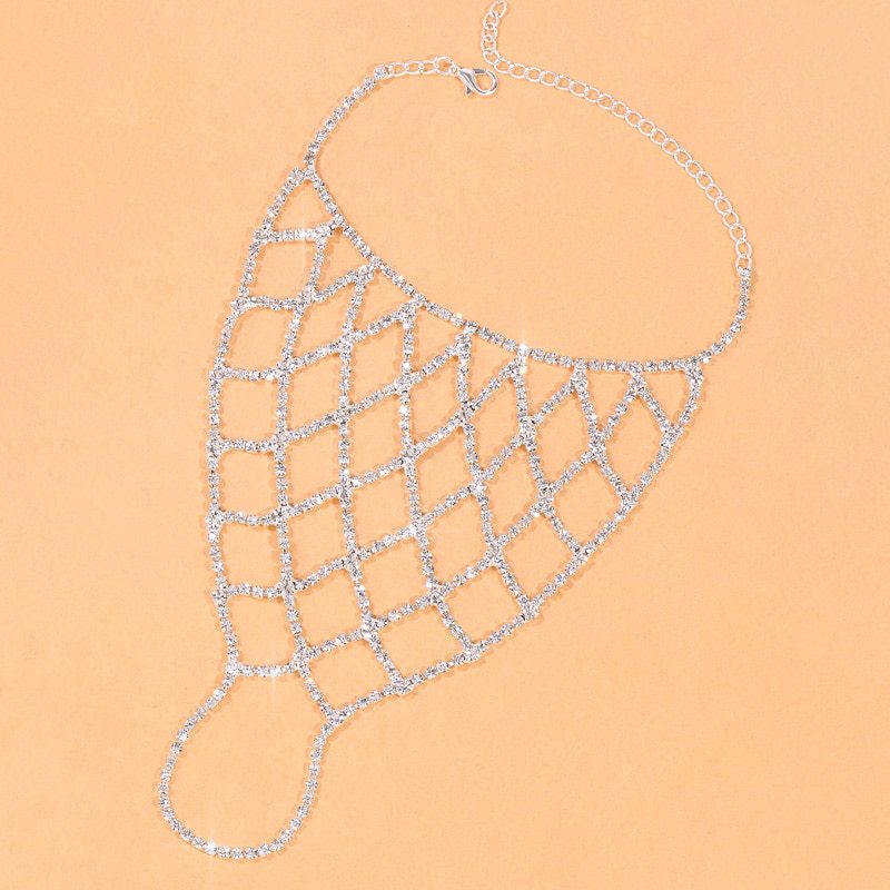 Ethnic Style Silver Alloy Hand Chain Bracelet With Rhinestones, Designed For Women
