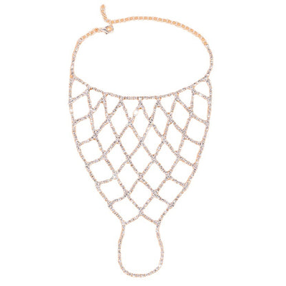Ethnic Style Silver Alloy Hand Chain Bracelet With Rhinestones, Designed For Women