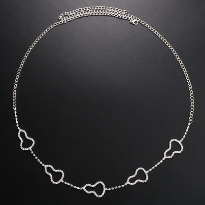 Bohemian Silver Alloy Waist Chain For Women With Geometric Pattern And Rhinestone Inlay