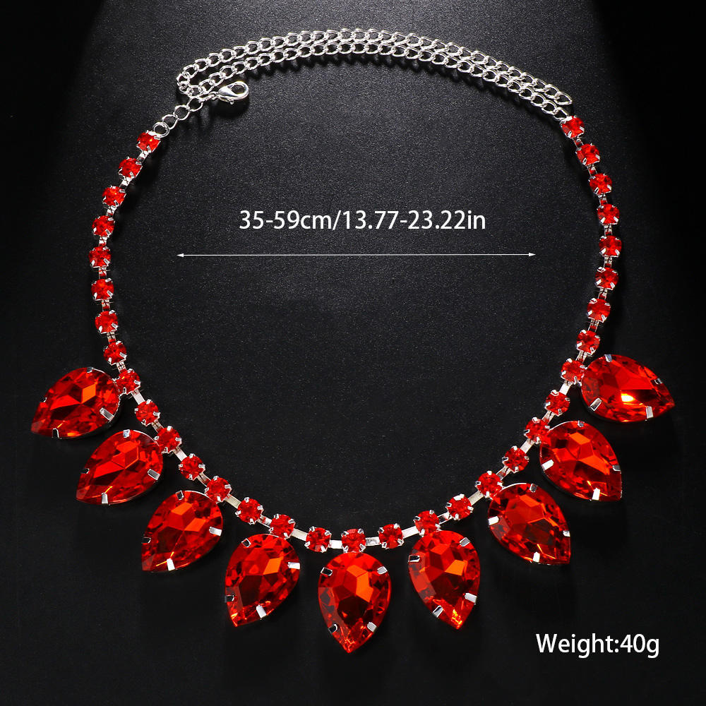 Geometric Silver Alloy Necklace For Women With Electroplated Finish And Rhinestone Pendant