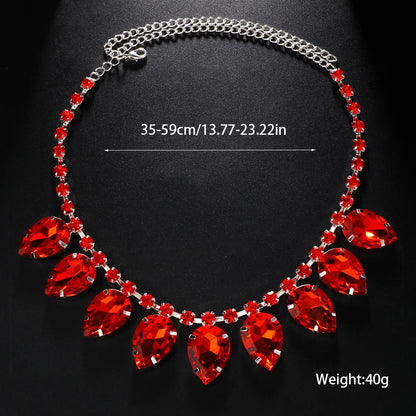 Geometric Silver Alloy Necklace For Women With Electroplated Finish And Rhinestone Pendant