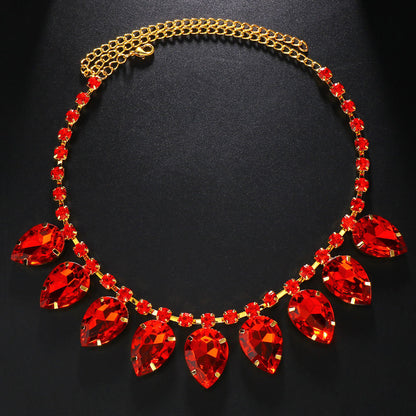 Geometric Silver Alloy Necklace For Women With Electroplated Finish And Rhinestone Pendant