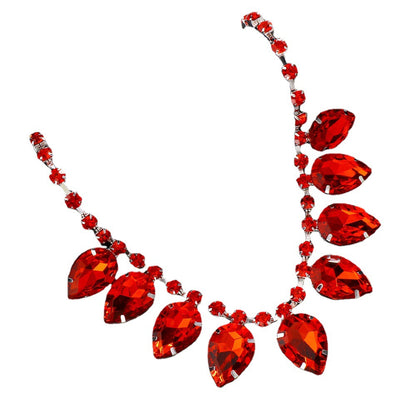 Geometric Silver Alloy Necklace For Women With Electroplated Finish And Rhinestone Pendant